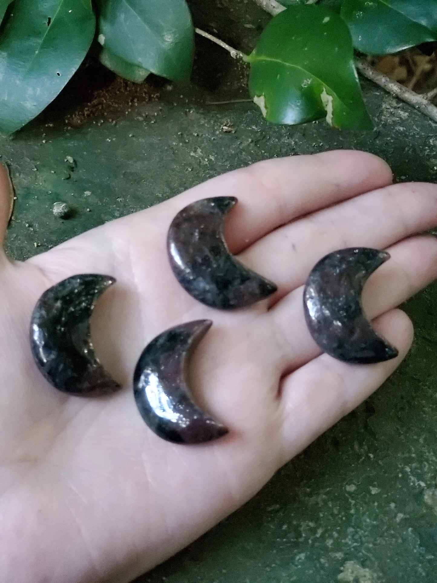 Garnet Crescent Moon Carving, Hand Carved, Natural Crystals and Gemstones, Gift Ideas, January Birthstone, Capricorn, Aquarius Zodiac